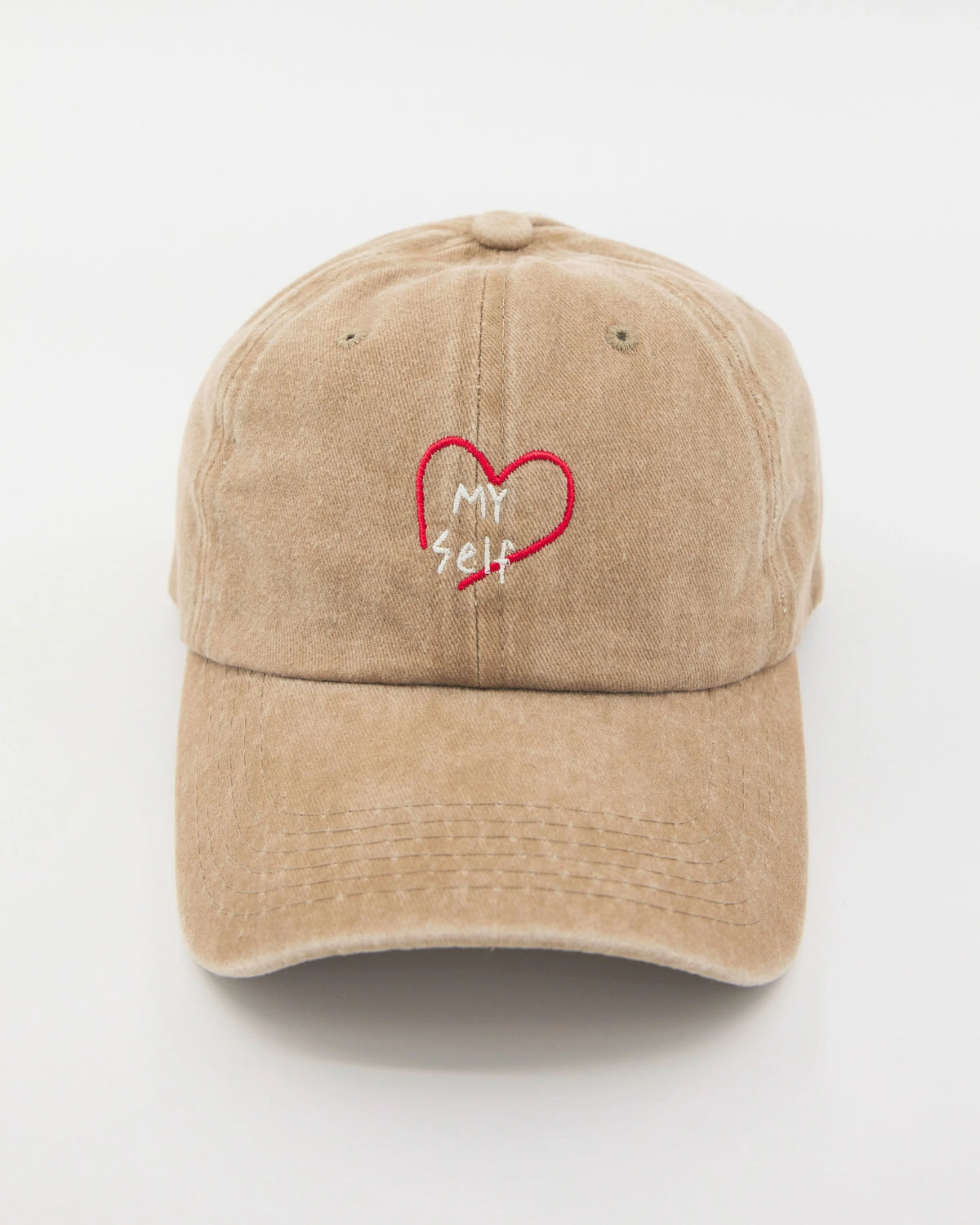 Love Myself Cream Washed Cap