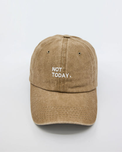 front view of Not Today Cream Washed Cap