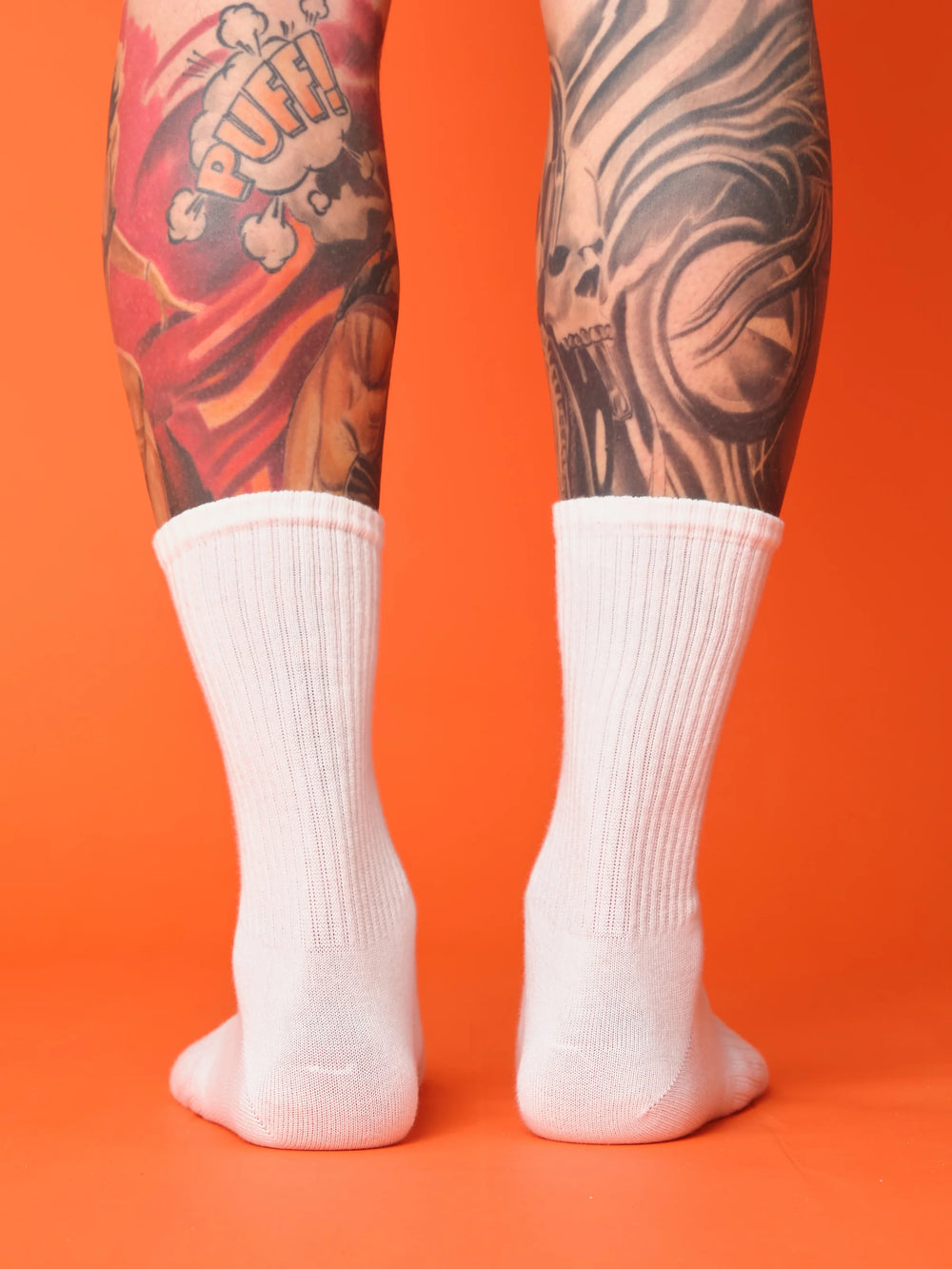 back view of crown white socks