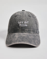 Front view of Cute But Psycho Washed Stone Washed Cap