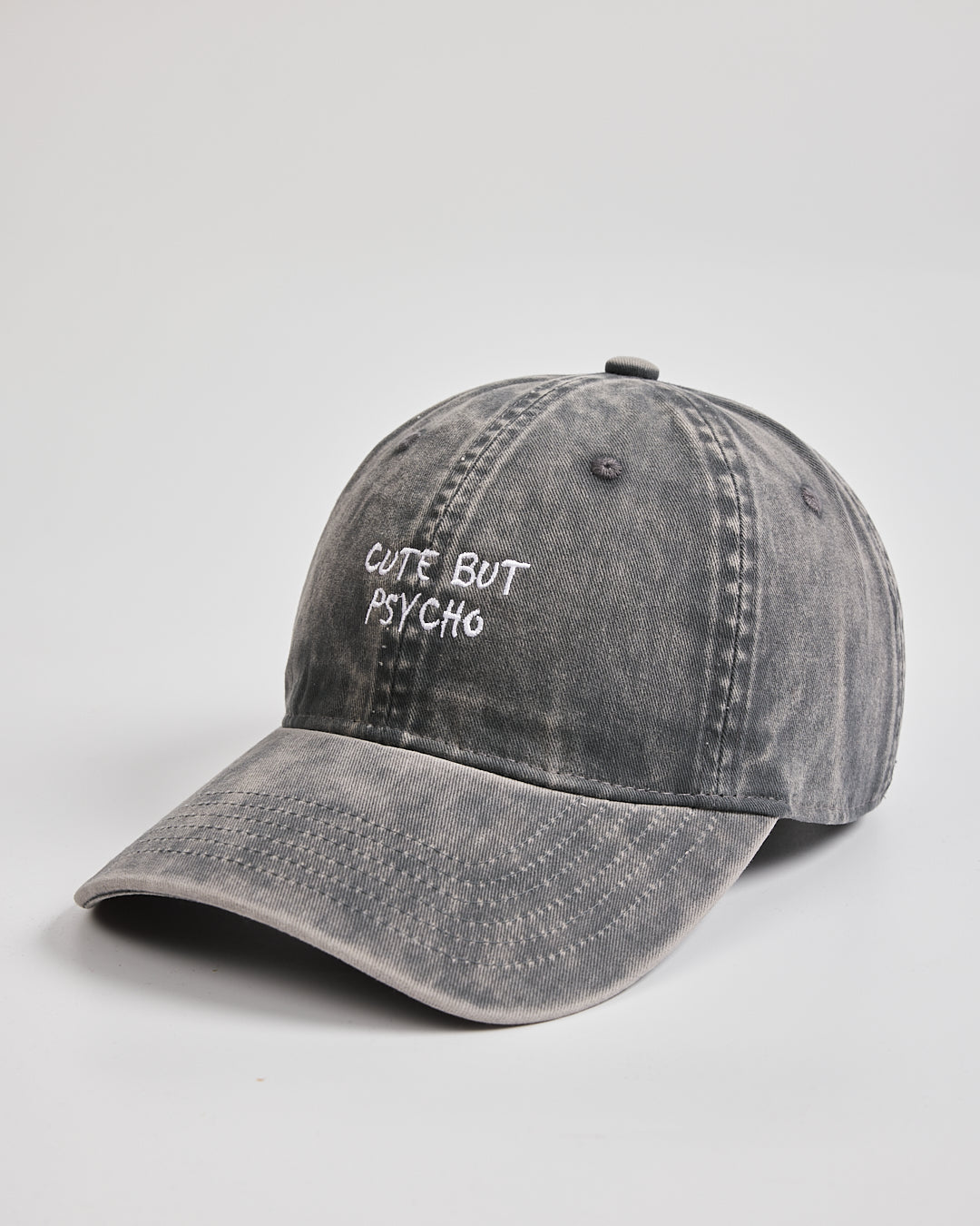 Side view of Cute But Psycho Washed Stone Washed Cap