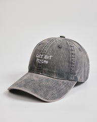 Side view of Cute But Psycho Washed Stone Washed Cap