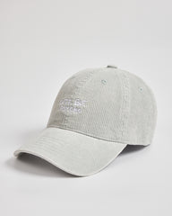 Side look of light grey Cute But Psycho cap with branding on a light grey background