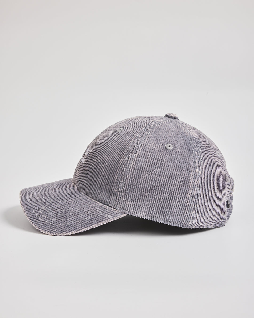 Cute But Psycho Stone Grey Corduroy Cap on a light gray background