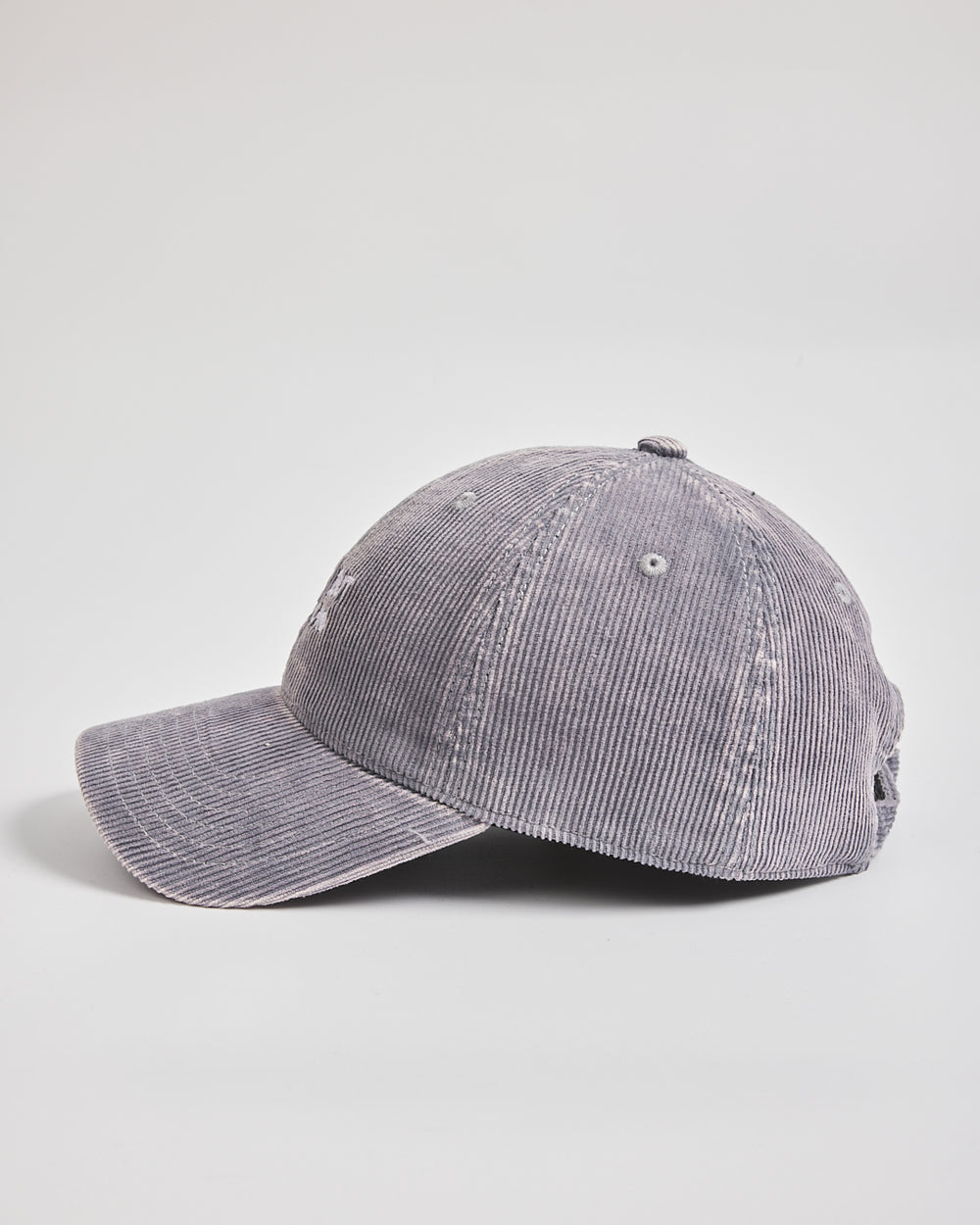 Cute But Psycho Stone Grey Corduroy Cap on a light gray background
