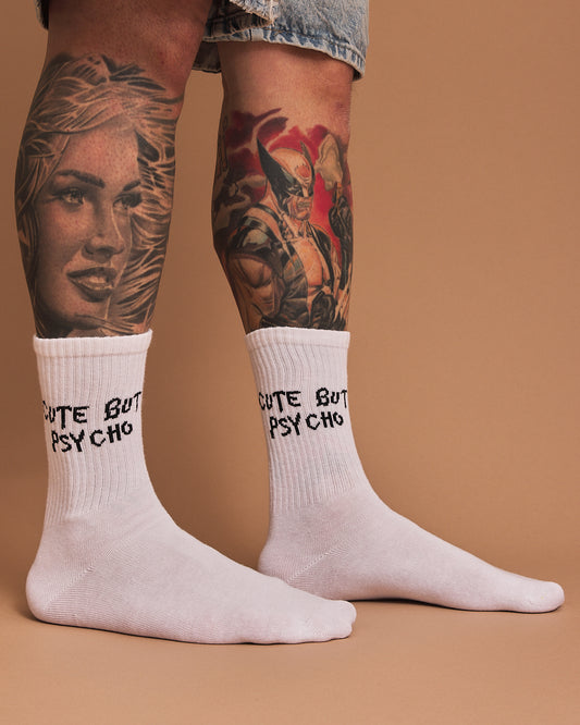 Cute But Psycho White Socks