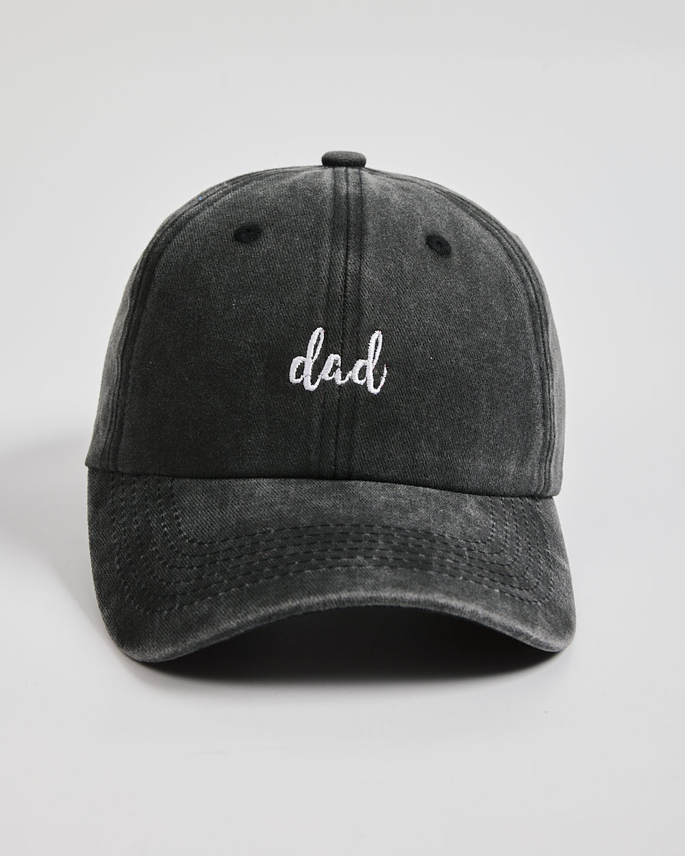 Front view of Dad Black Washed Caps