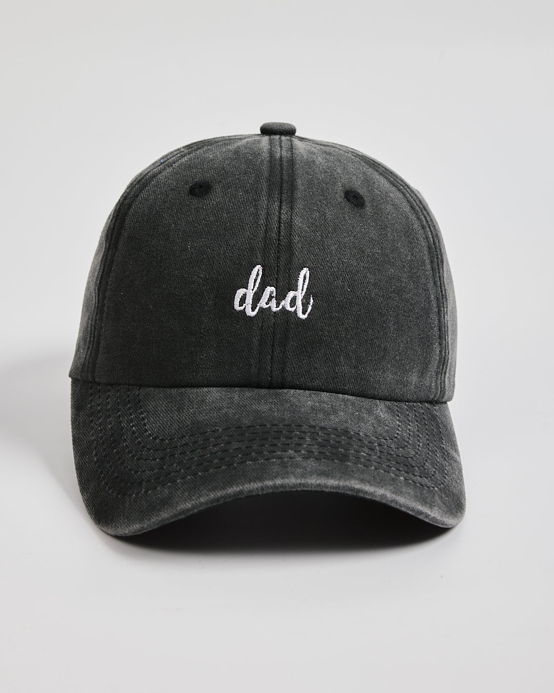 Front view of Dad Black Washed Caps