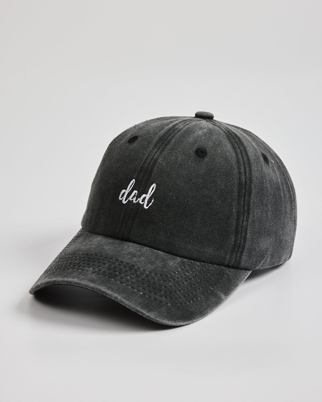Side view of Dad Black Washed Caps