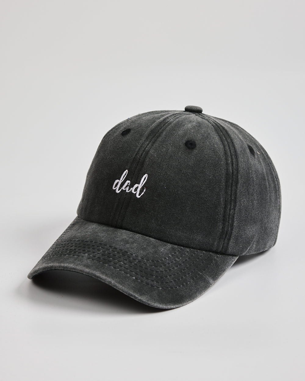 Side view of Dad Black Washed Caps