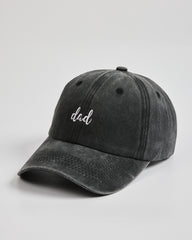 Side view of Dad Black Washed Caps