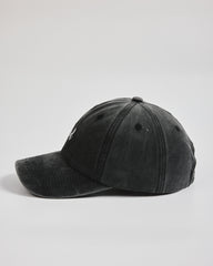 Dad Black Washed Caps on a light gray background
