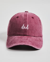 Front view of Dad Burgundy Washed Caps