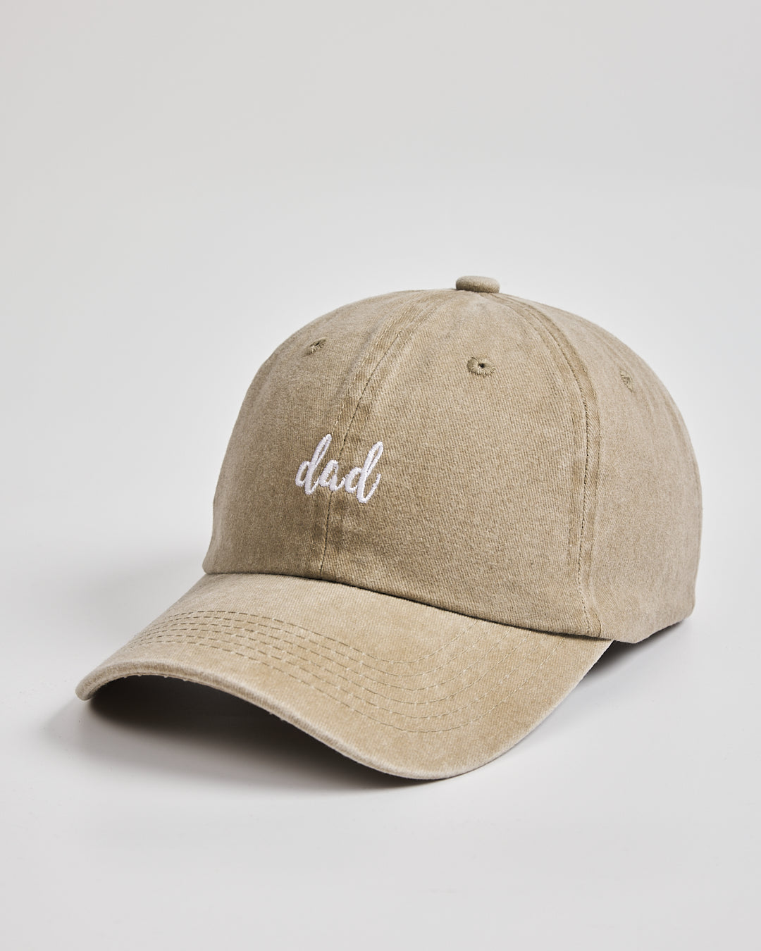 Side view of Dad Cream Washed Caps