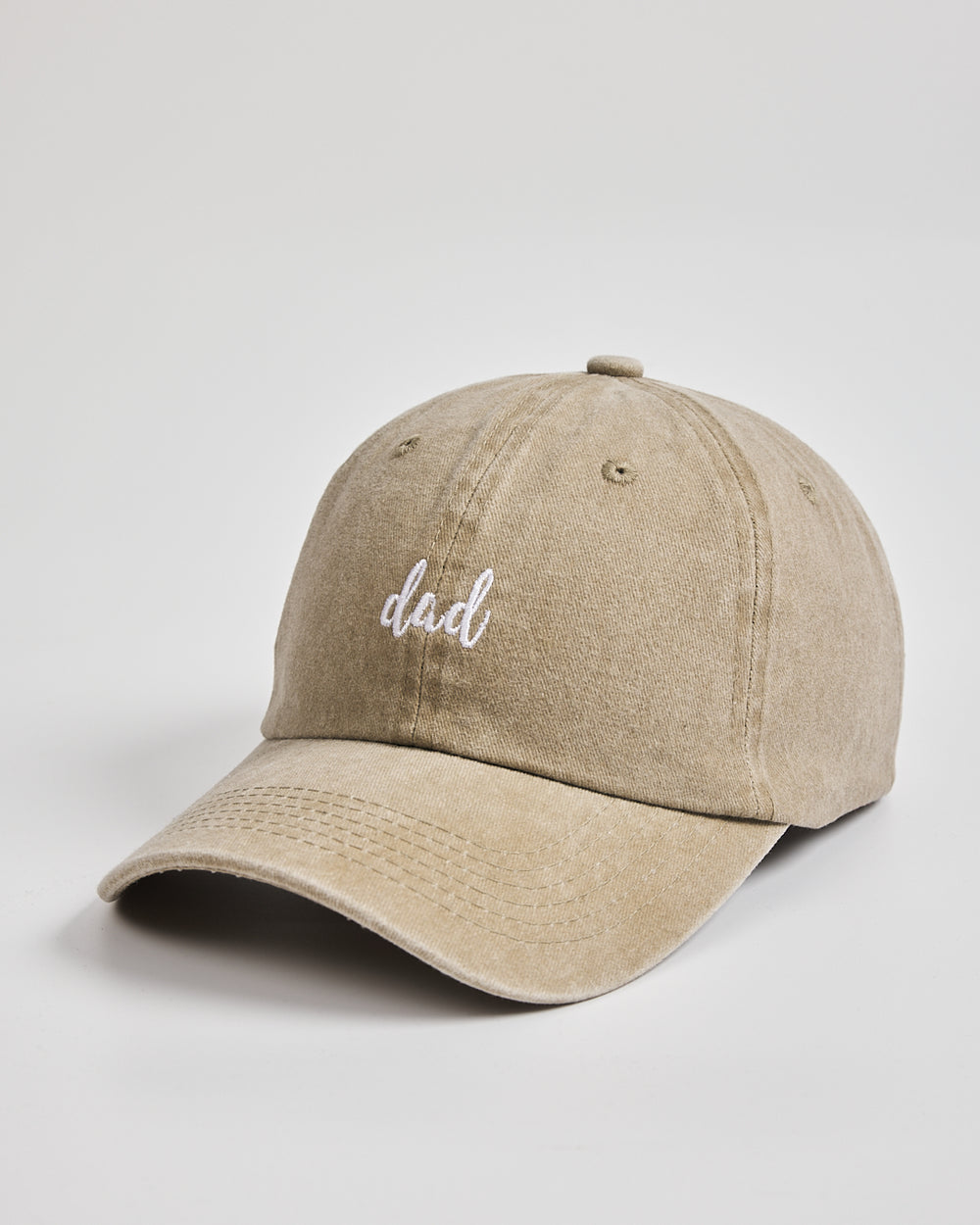 Side view of Dad Cream Washed Caps