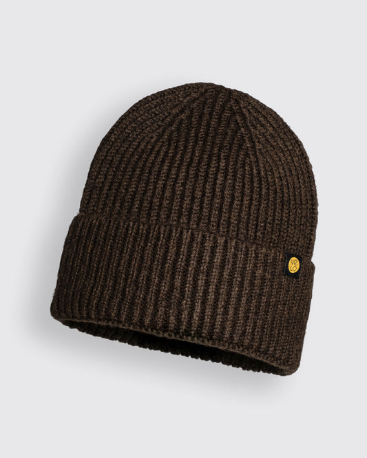 Front view of Dark Chocolate Lux Beanie
