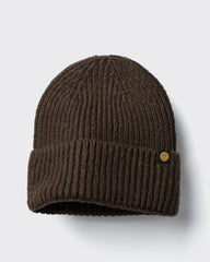 Dark Chocolate Lux Beanie on a light gray background