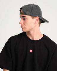 man wearing back of Dark Gray love Myself Washed Cap