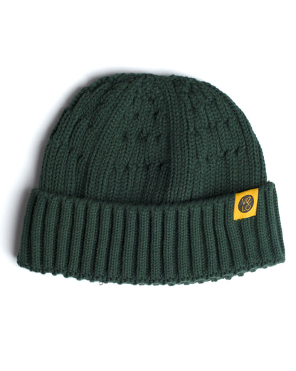 dark green fisherman beanie on a white background