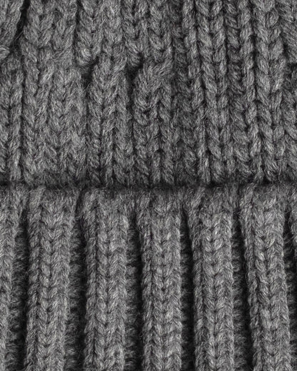 dark grey fisherman beanie close look