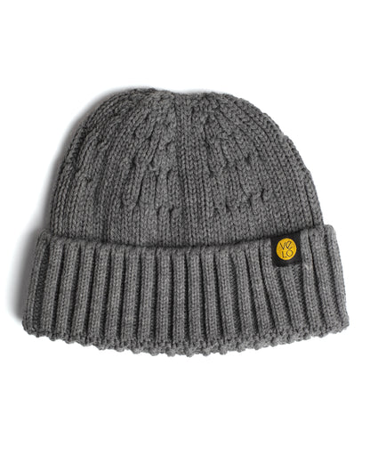 dark grey fisherman beanie on a white background