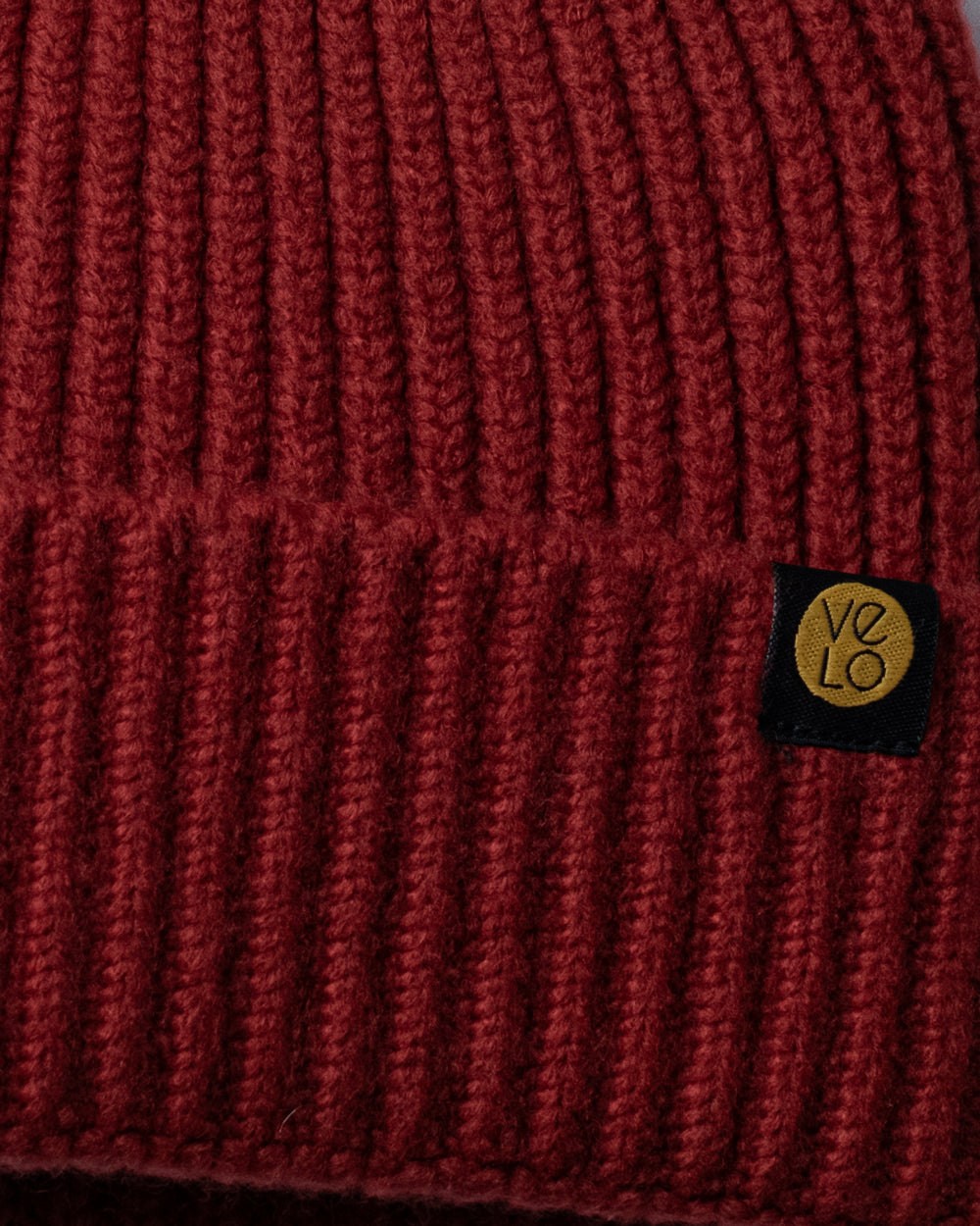 Close view of Dark Red Lux Beanie