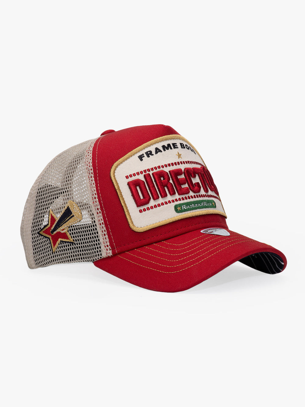 Side view of Director Red Trucker Hat