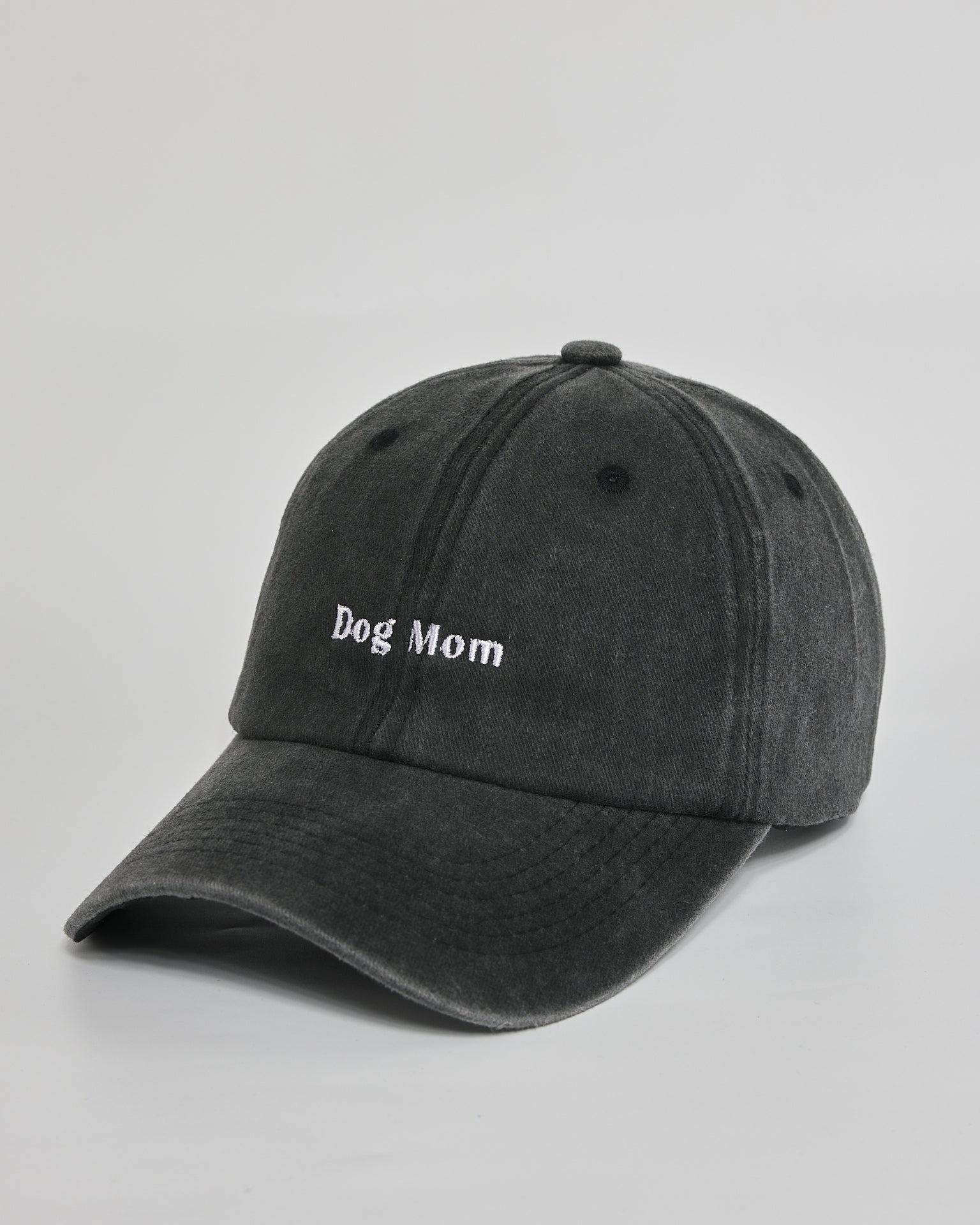Dog Mom black washed cap - side view