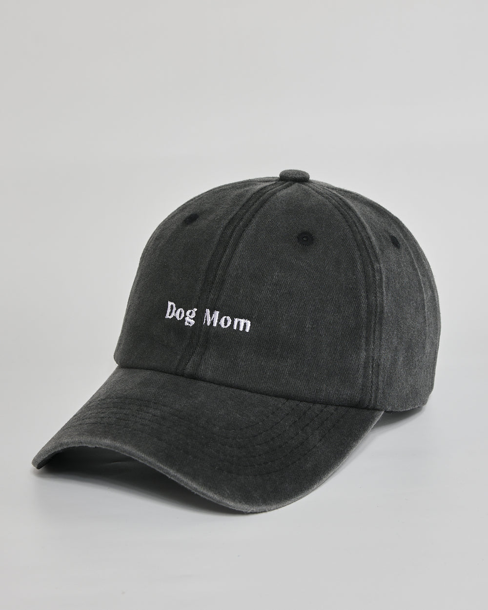 Dog Mom black washed cap - side view