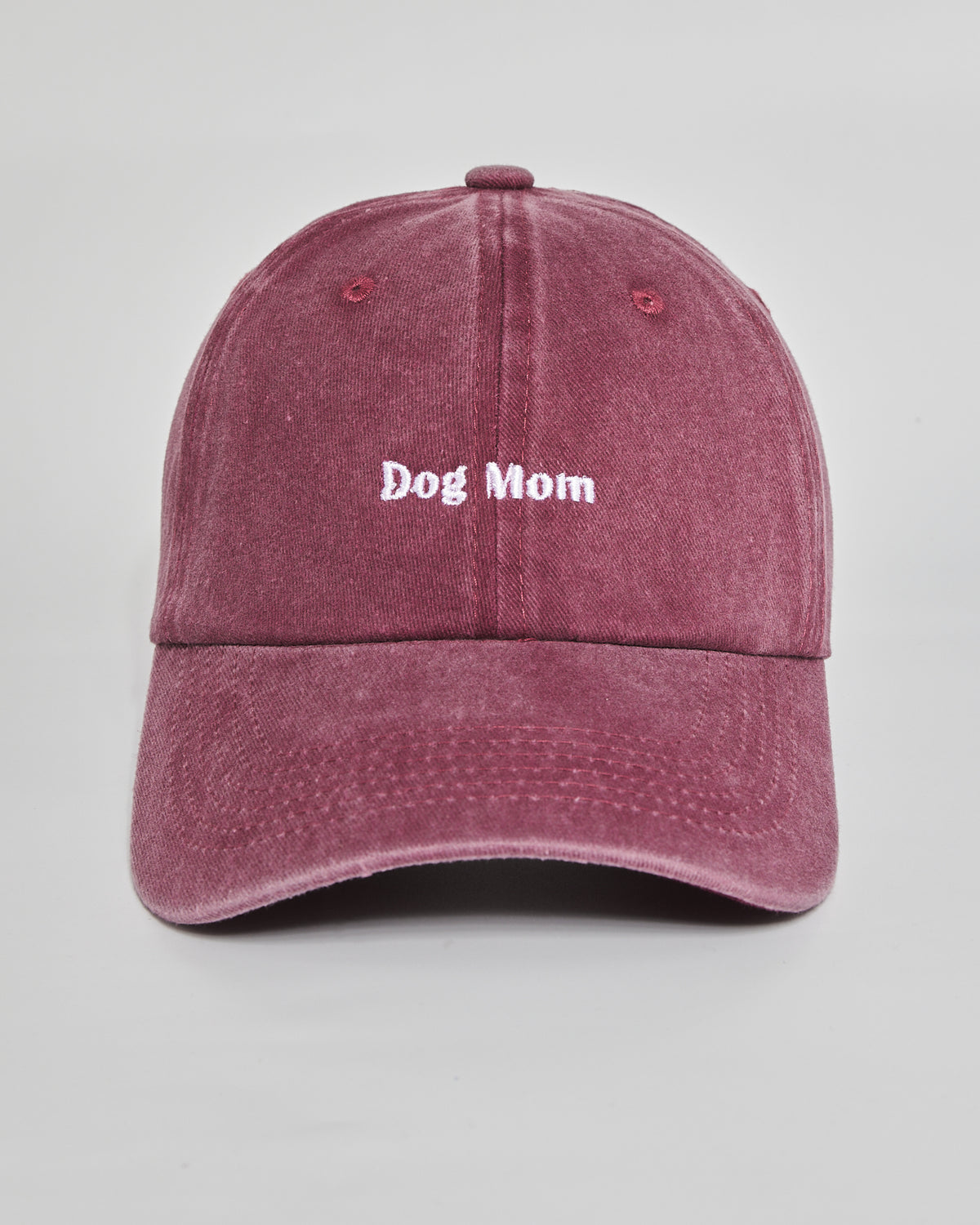 Dog Mom burgundy washed cap - front view