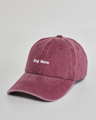 Dog Mom burgundy washed cap - side view