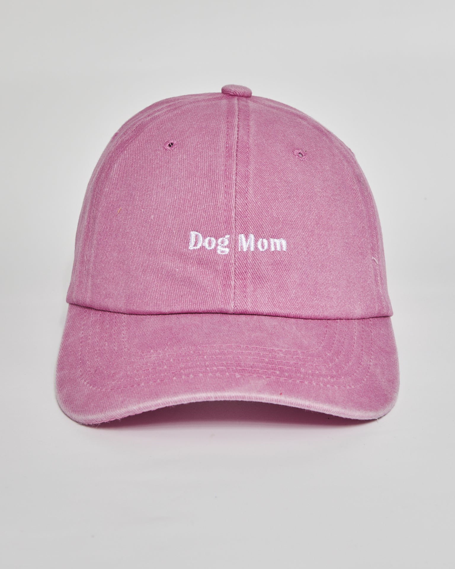 Dog Mom pink washed cap - front view