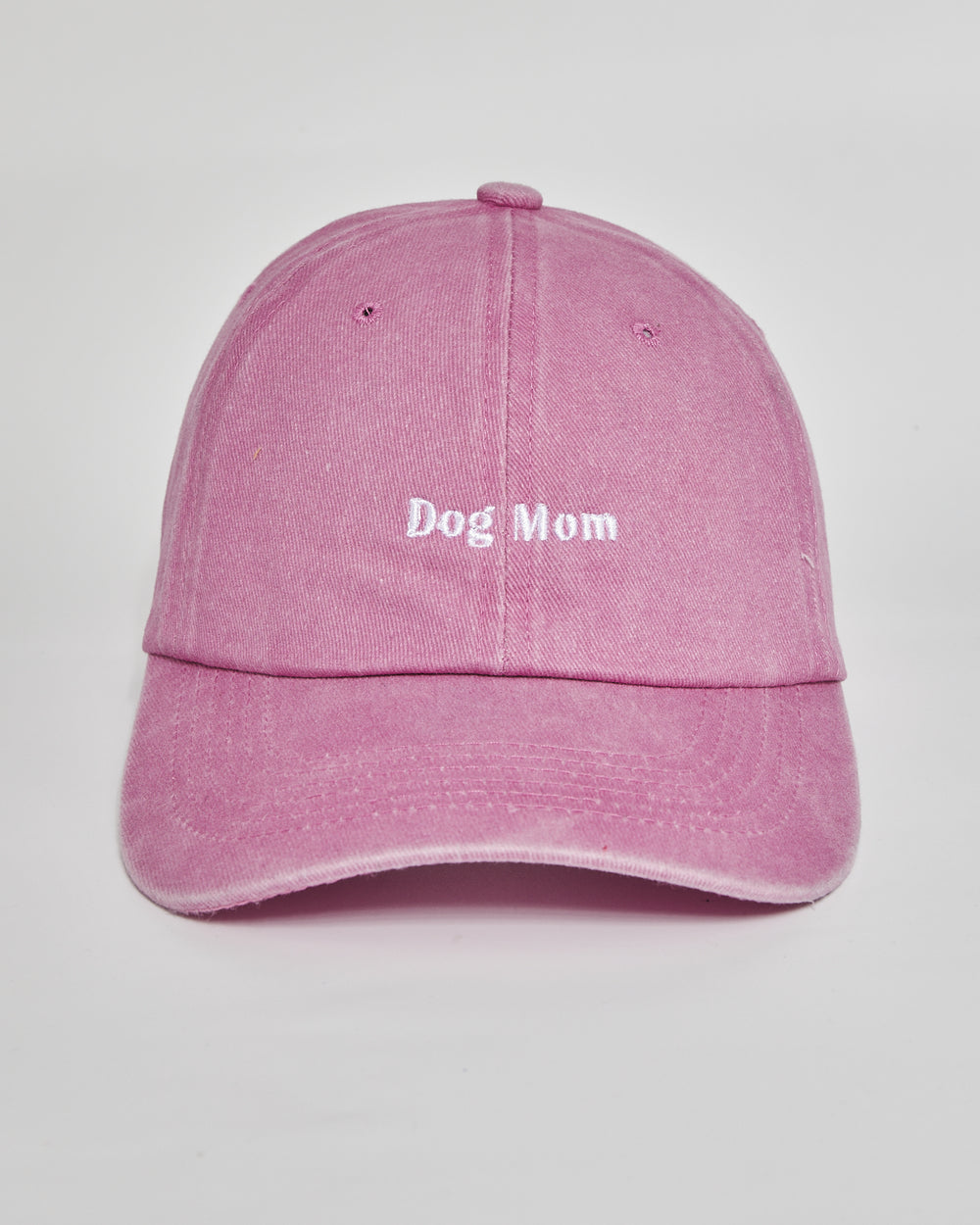 Dog Mom pink washed cap - front view