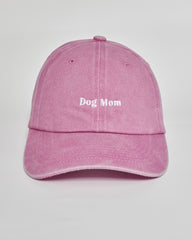 Dog Mom pink washed cap - front view