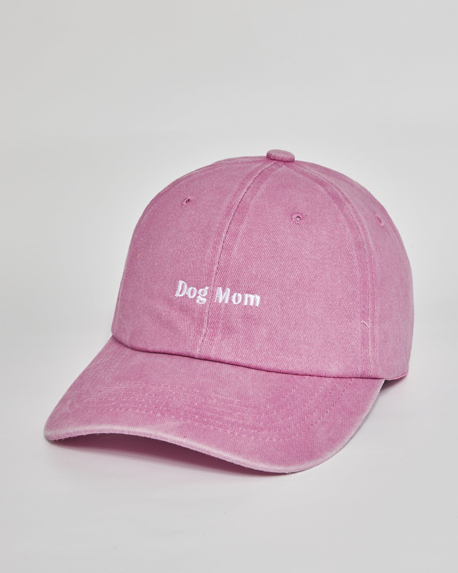 Dog Mom pink washed cap - side view