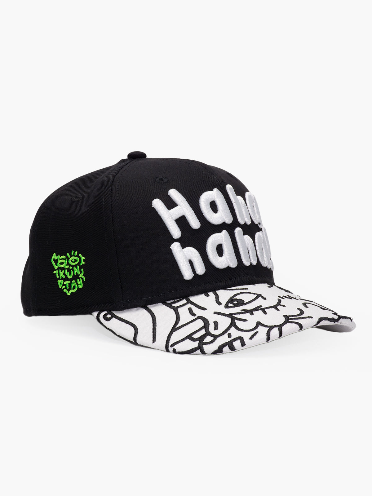 Side view of Doodle Black Baseball Cap