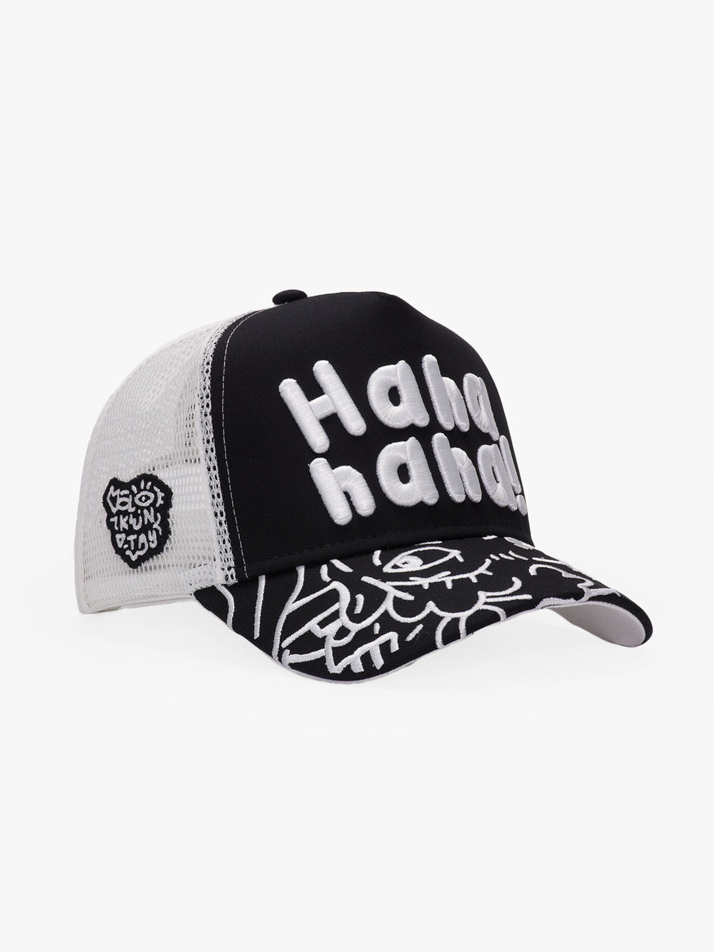 Side view of Doodle Black Trucker Hat