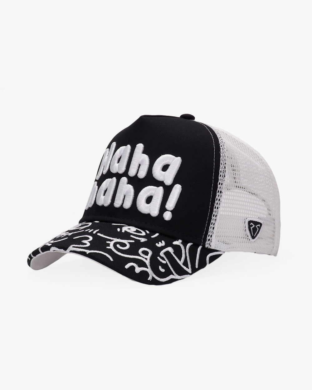 Side view of Doodle Black Trucker Hat