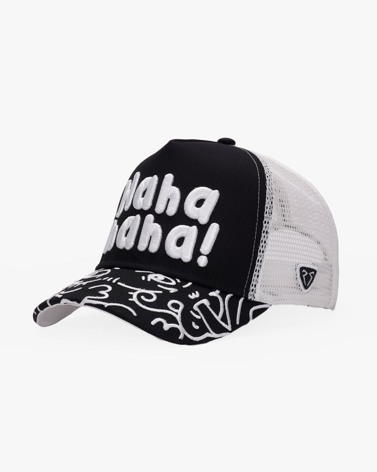 Side view of Doodle Black Trucker Hat