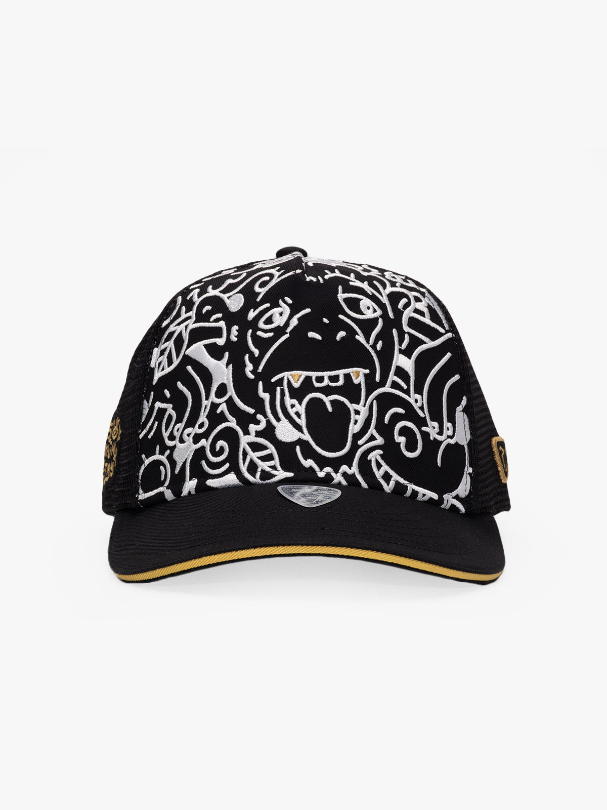Front view of Doodle Monkey Black Baseball Cap