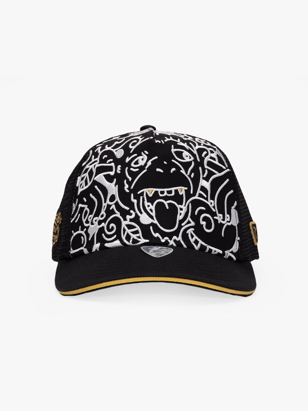 Front view of Doodle Monkey Black Baseball Cap