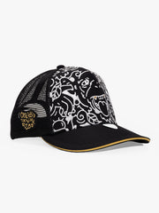 Side view of Doodle Monkey Black Baseball Cap