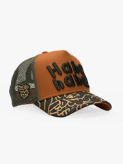 Side view of Doodle Tan Trucker Hat