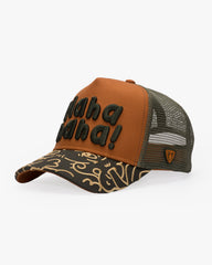 Side view of Doodle Tan Trucker Hat