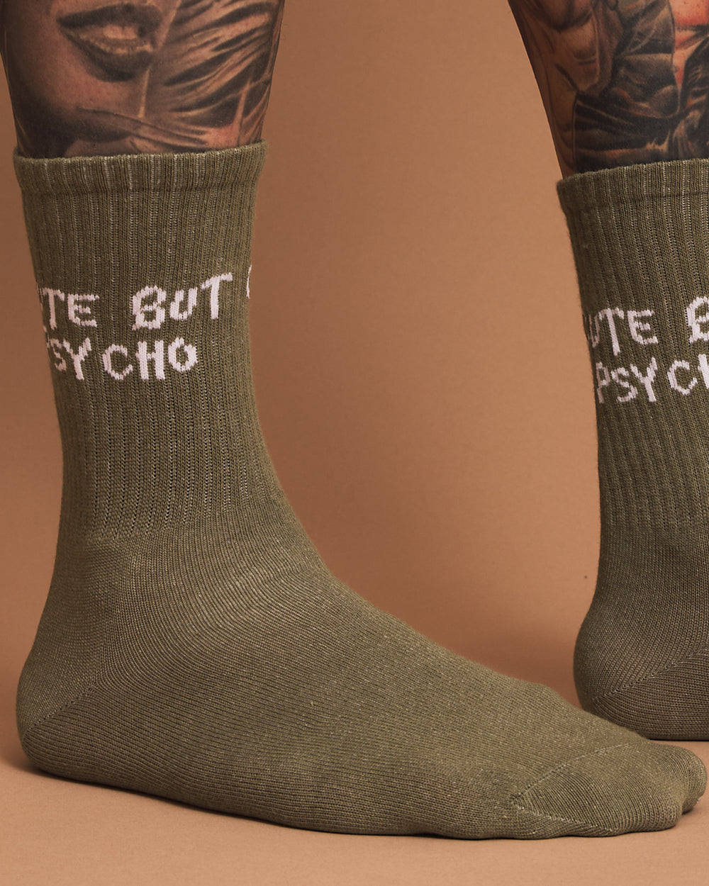 Close view of Cute But Psycho Dusty Green Socks