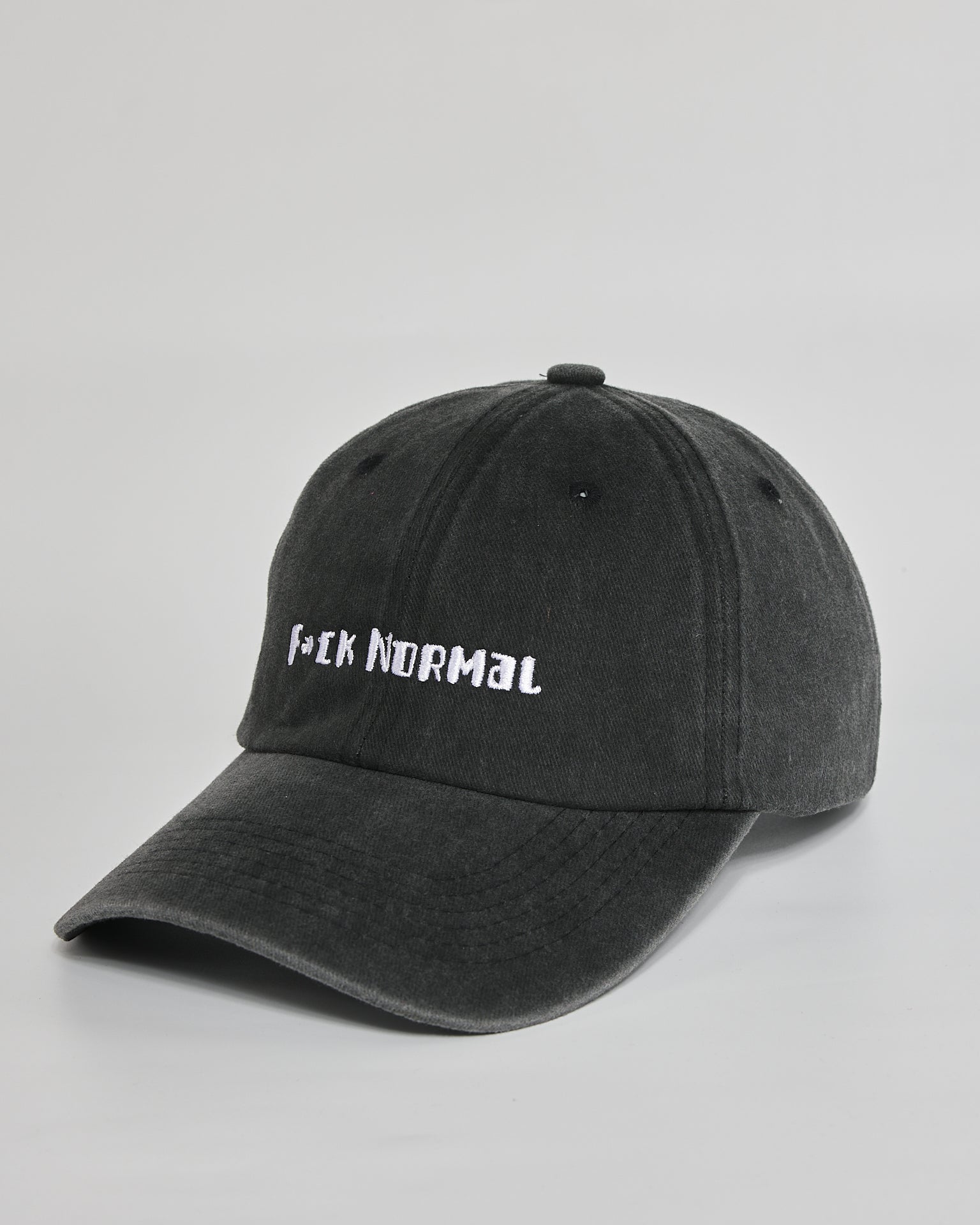 F**k Normal black washed cap - side view