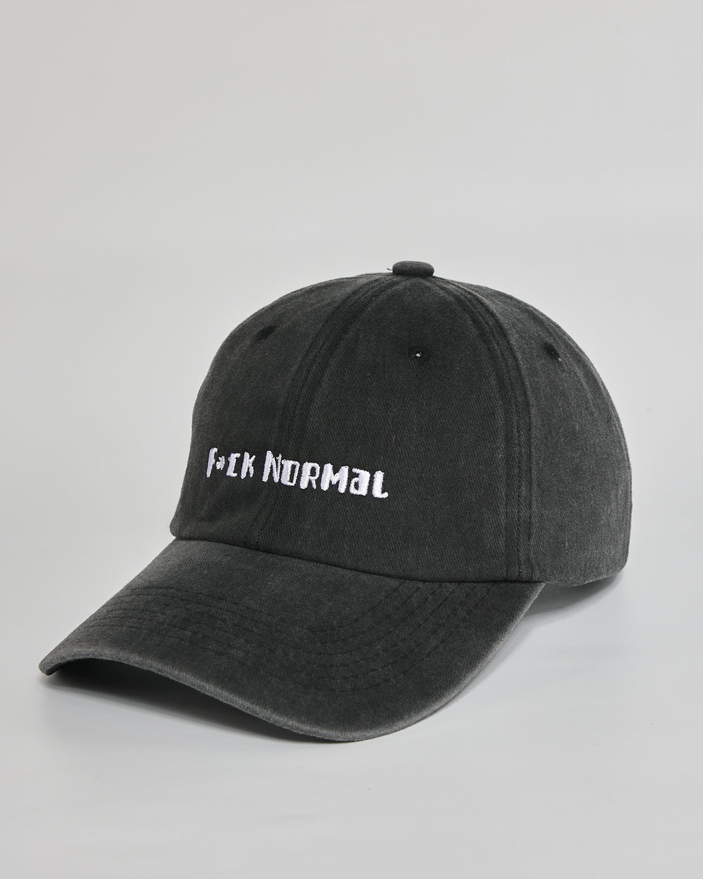 F**k Normal black washed cap - side view