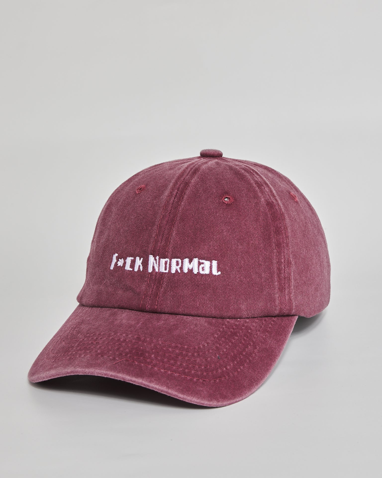 F**k Normal burgundy washed cap - side view