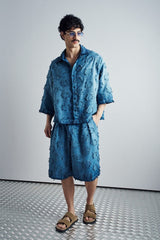 Frayed Grid Blue Set - styled view