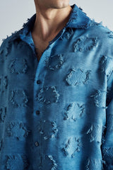 Frayed Grid Blue Set - shirt detail